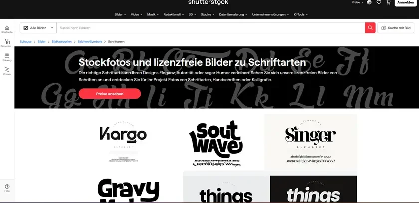 Schriftarten Shutterstock