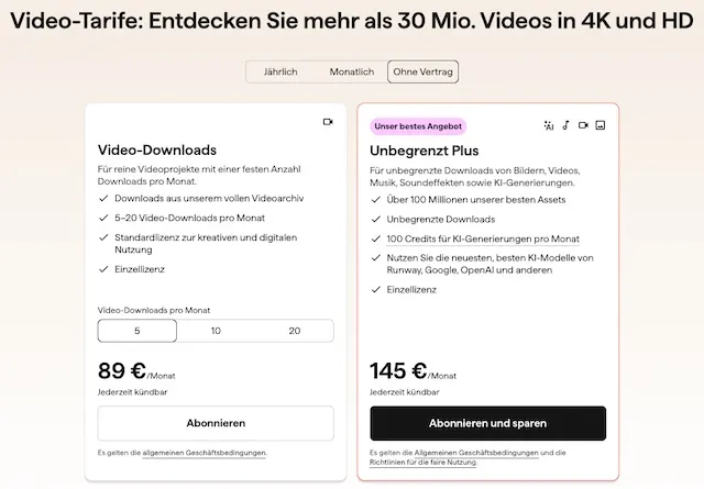 shutterstock preise video abonnements Preise für Video-Abonnements von Shutterstock