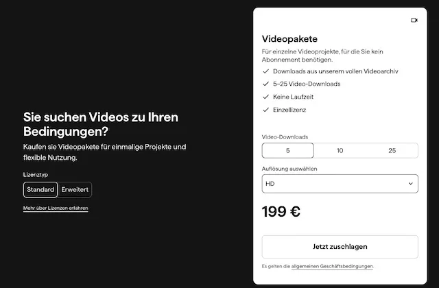 shutterstock videopakete preise Preise für Videopakete von Shutterstock