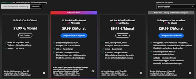 adobe stock jahresabos Jährliche Abonnements von Adobe Stock