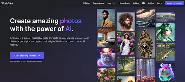 AI-Webseite Getimg