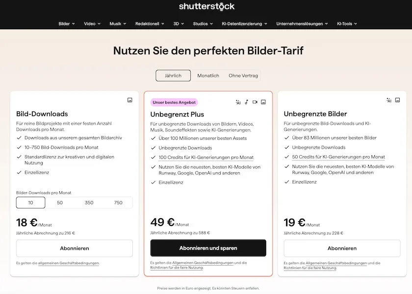 shutterstock preise aktuelle Aktuelle Preise von Shutterstock