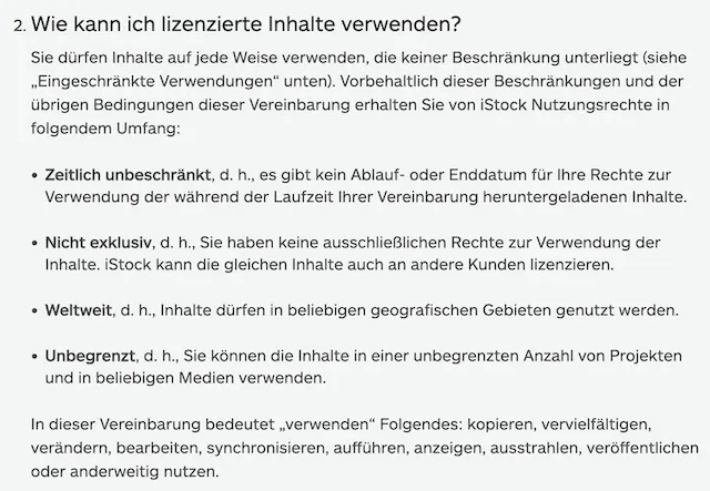 Lizenzbedingungen iStock