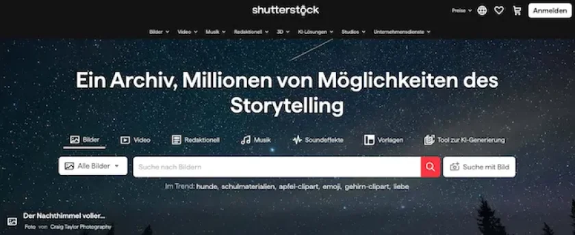 Landingseite Shutterstock