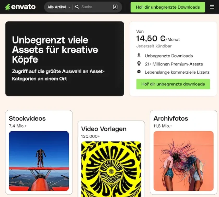 Webseite Envato