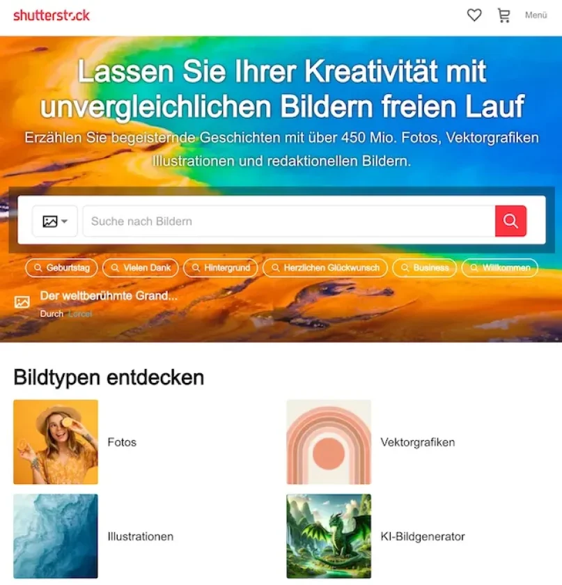 Webseite Shutterstock