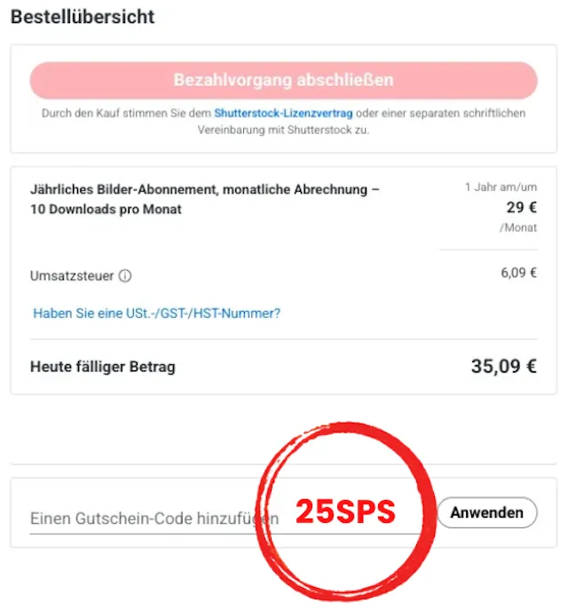 Coupon Einlösen Shutterstock
