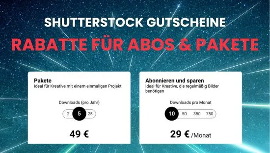 Shutterstock-Gutschein für Abos und Pakete