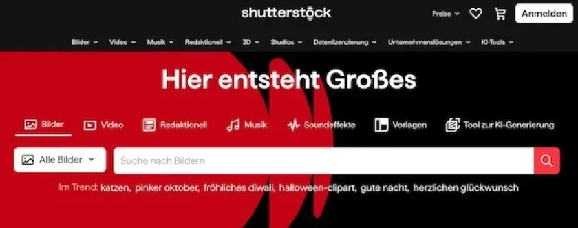 Start-Webseite Shutterstock