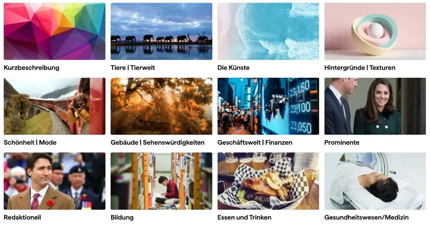 Bildkategorien von Shutterstock
