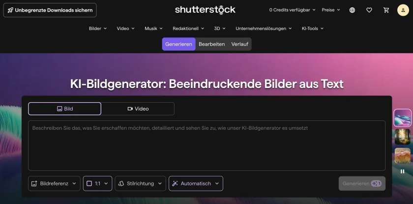 KI-Bildgenerator von Shutterstock