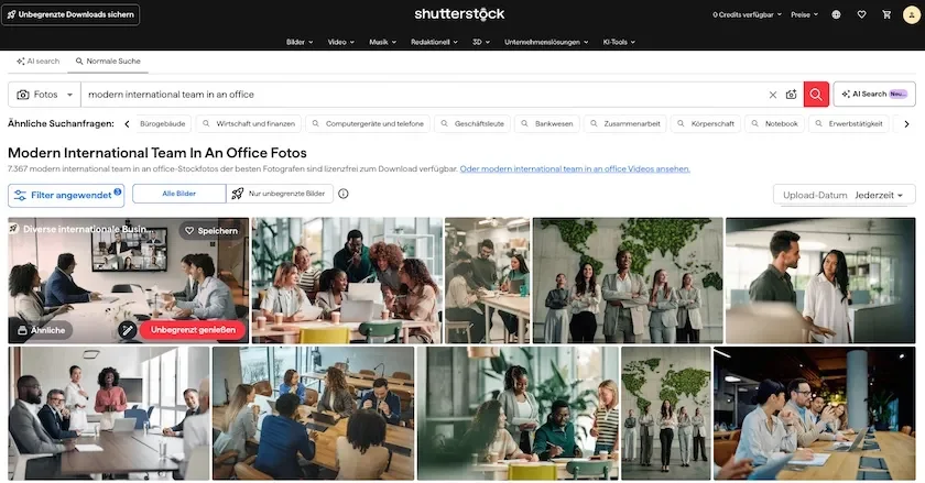Stockfotos von Shutterstock von Teams im Büro.